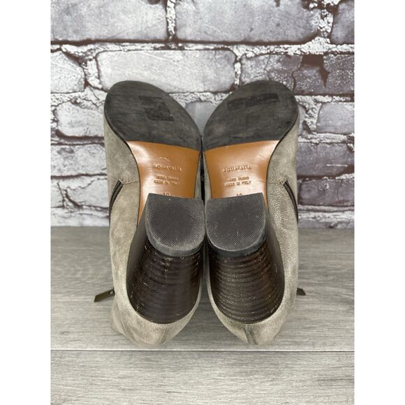 Aquatalia Taupe Suede Leather Side Zip Heel Ankle Booties Women’s Sz 10M US/41EU - Picture 13 of 16